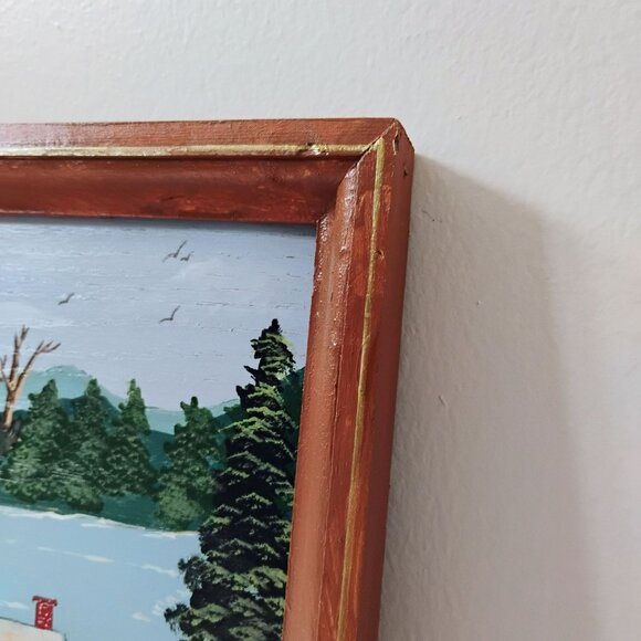 Original Landscape Oil Painting, Lake Cabin Cottage Signed 2009 Framed 17x12 Art - Picture 7 of 7